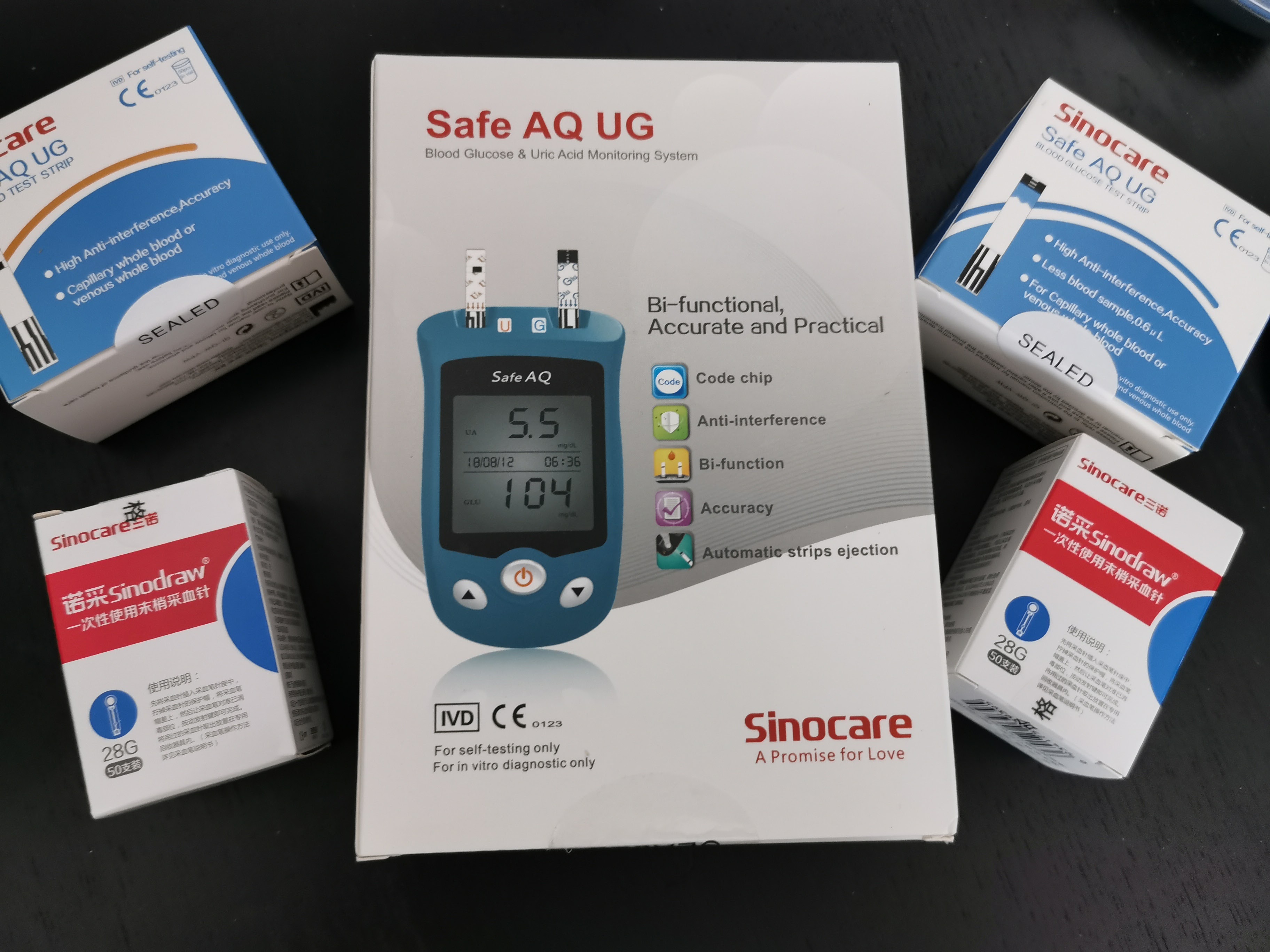 Blood Glucose Meter Uric Acid Test Kit & Glucose Strips Safe AQ UG