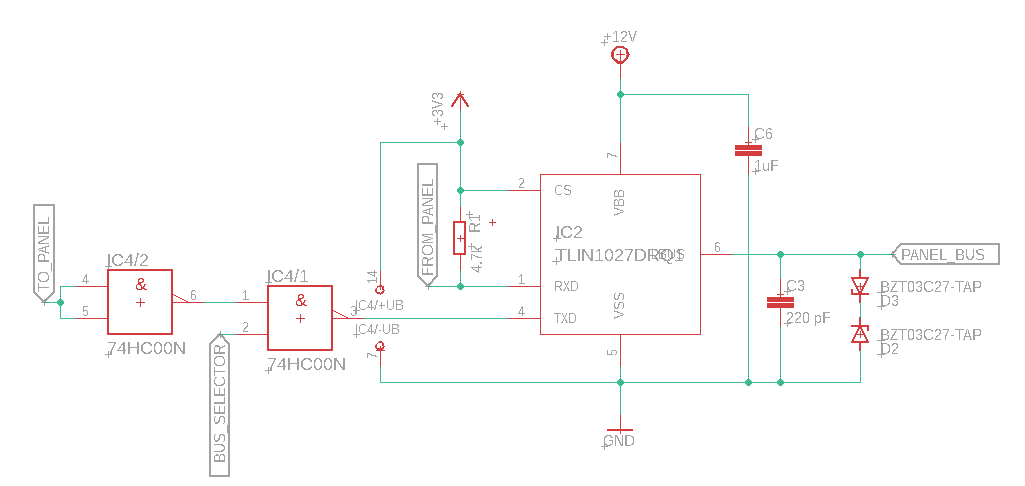 A schematic diagram of the Panel-side bus transceiver block.
